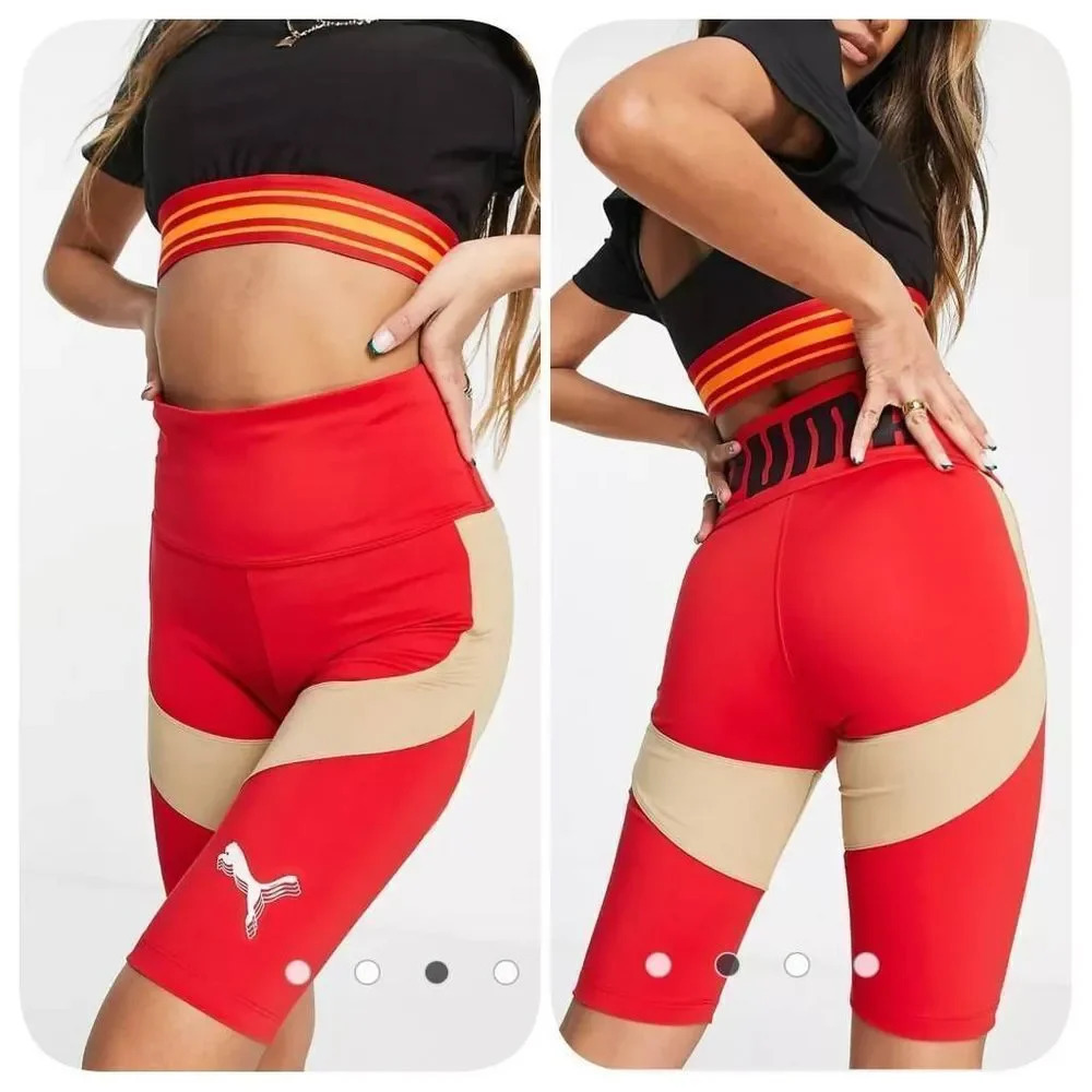 Puma by June Ambrose legging shorts in red multi Sz M